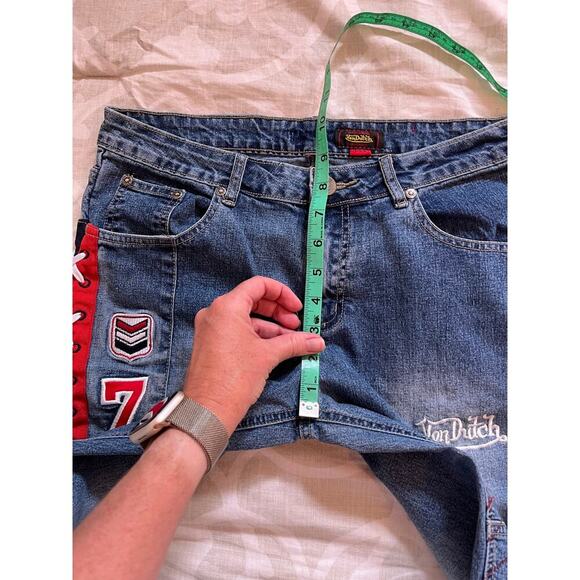 Von Dutch vintage y2k embroidered number logo patches jeans women’s 6/juniors 9 - Picture 9 of 13